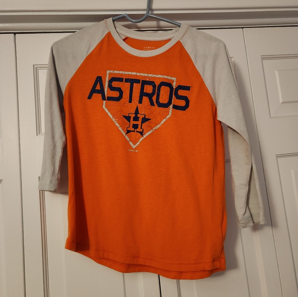 Astros orange/tan 3/4 sleeve t-shirt. Medium 10/12